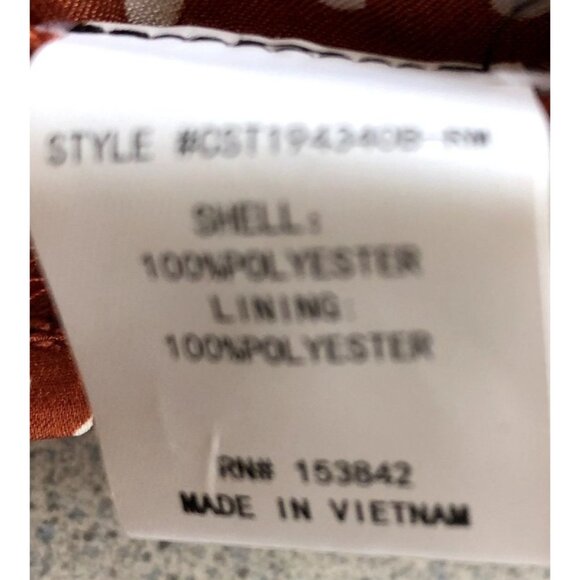 Code X Mode Crop Top Women Medium Copper Polka Dot Satin Long Sleeve Smocked - Picture 8 of 10